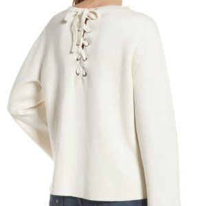 Madewell White Laced Back Pullover Sweater